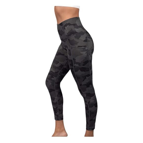 Yogalicious Lux High Waist Leggings Black Gray Camo Print Ankle 1X - Picture 1 of 7